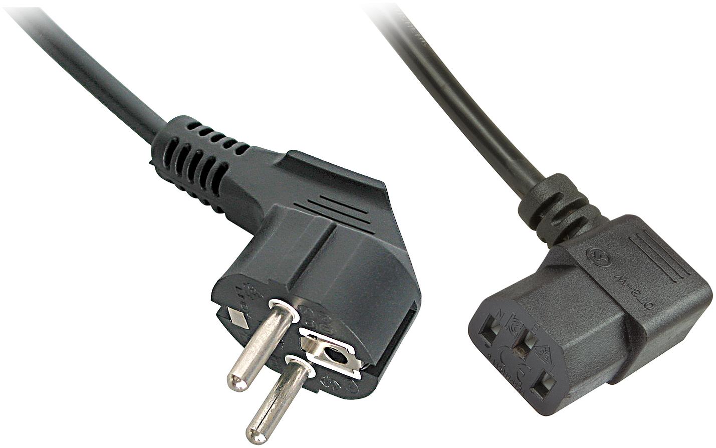 Lindy IEC Mains lead angled 2m Schuko to C13
