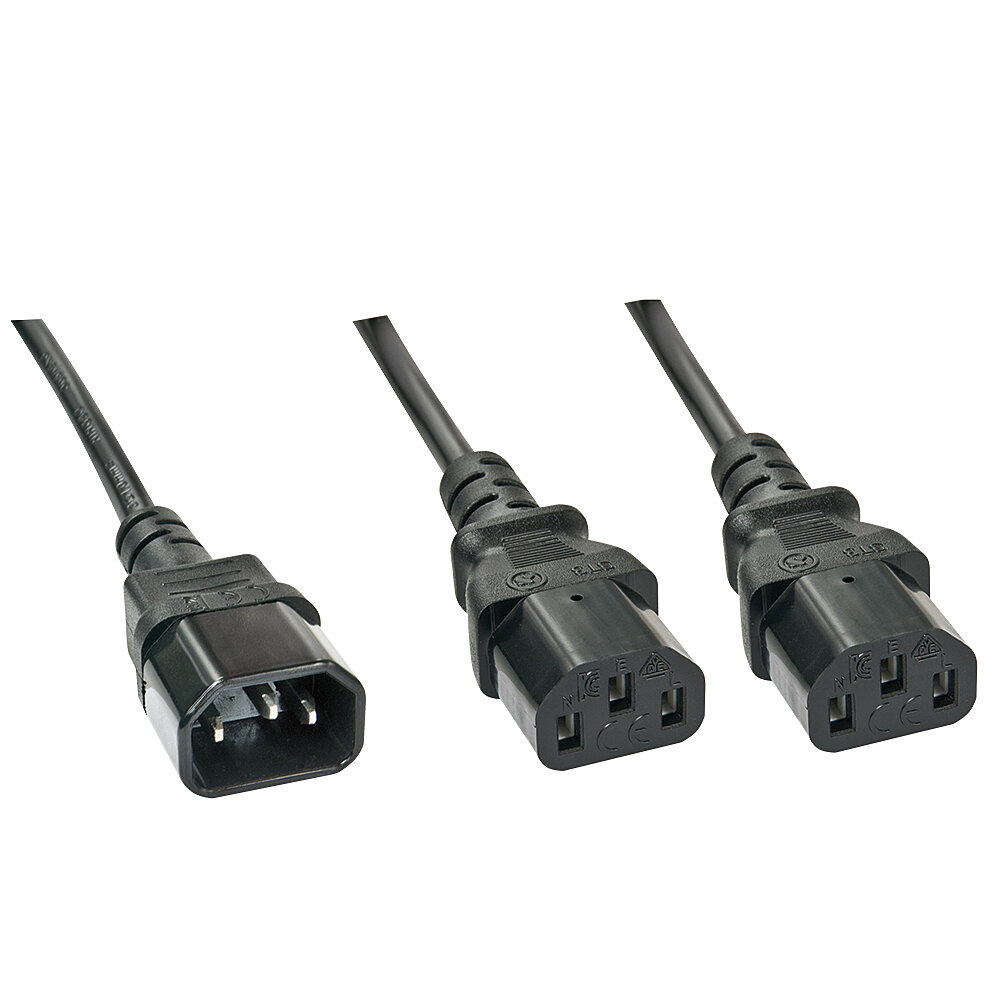 Lindy 1m IEC C14 an 2x IEC C13 Mains Cable