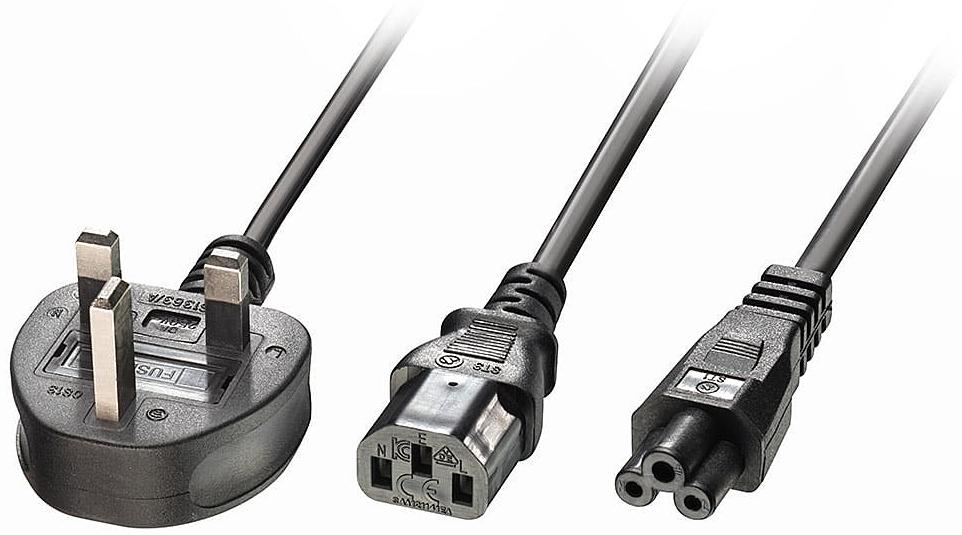 Lindy 2.5m UK 3 Pin Plug to 1x C13 & 1x C5