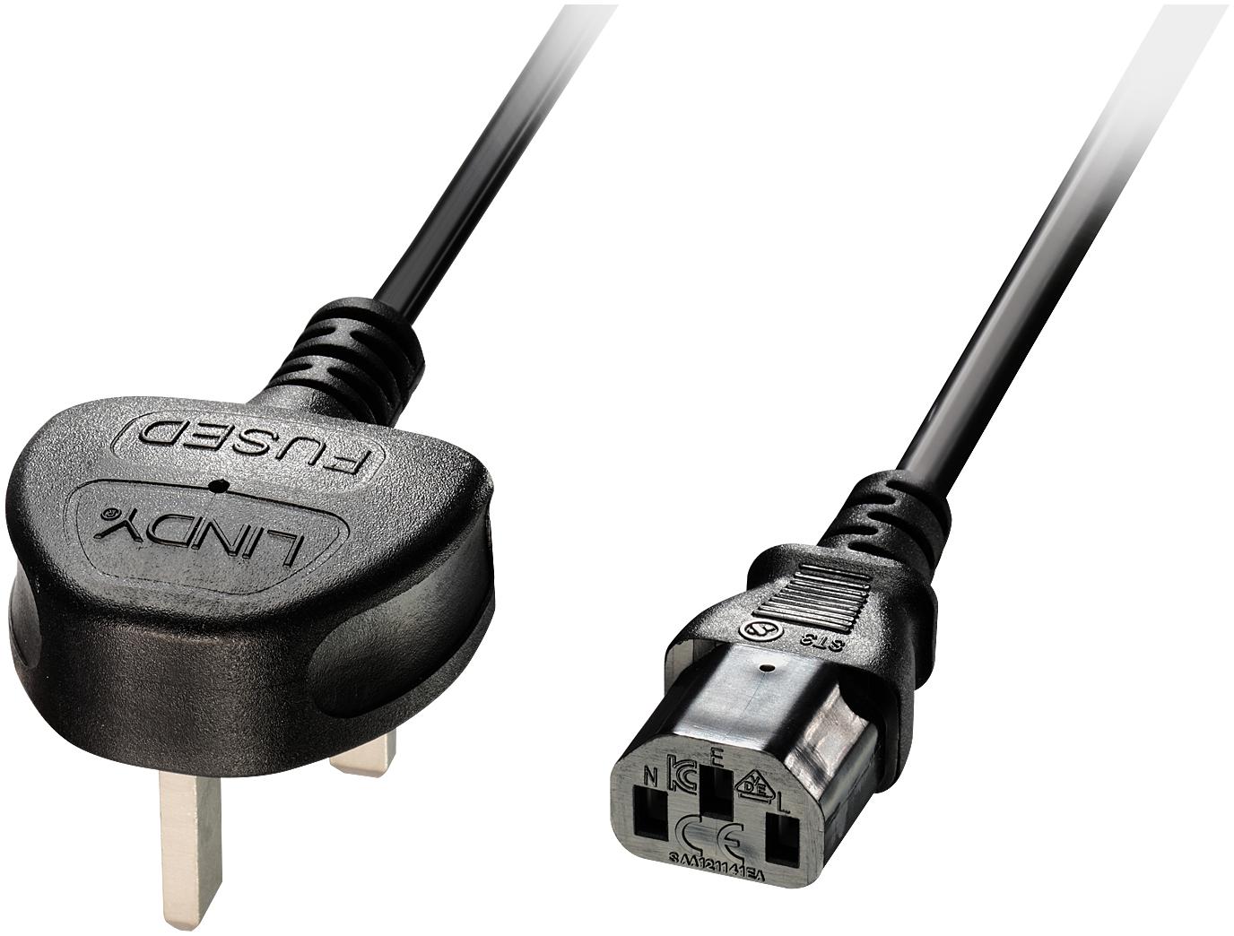 Lindy 2m IEC mains lead UK