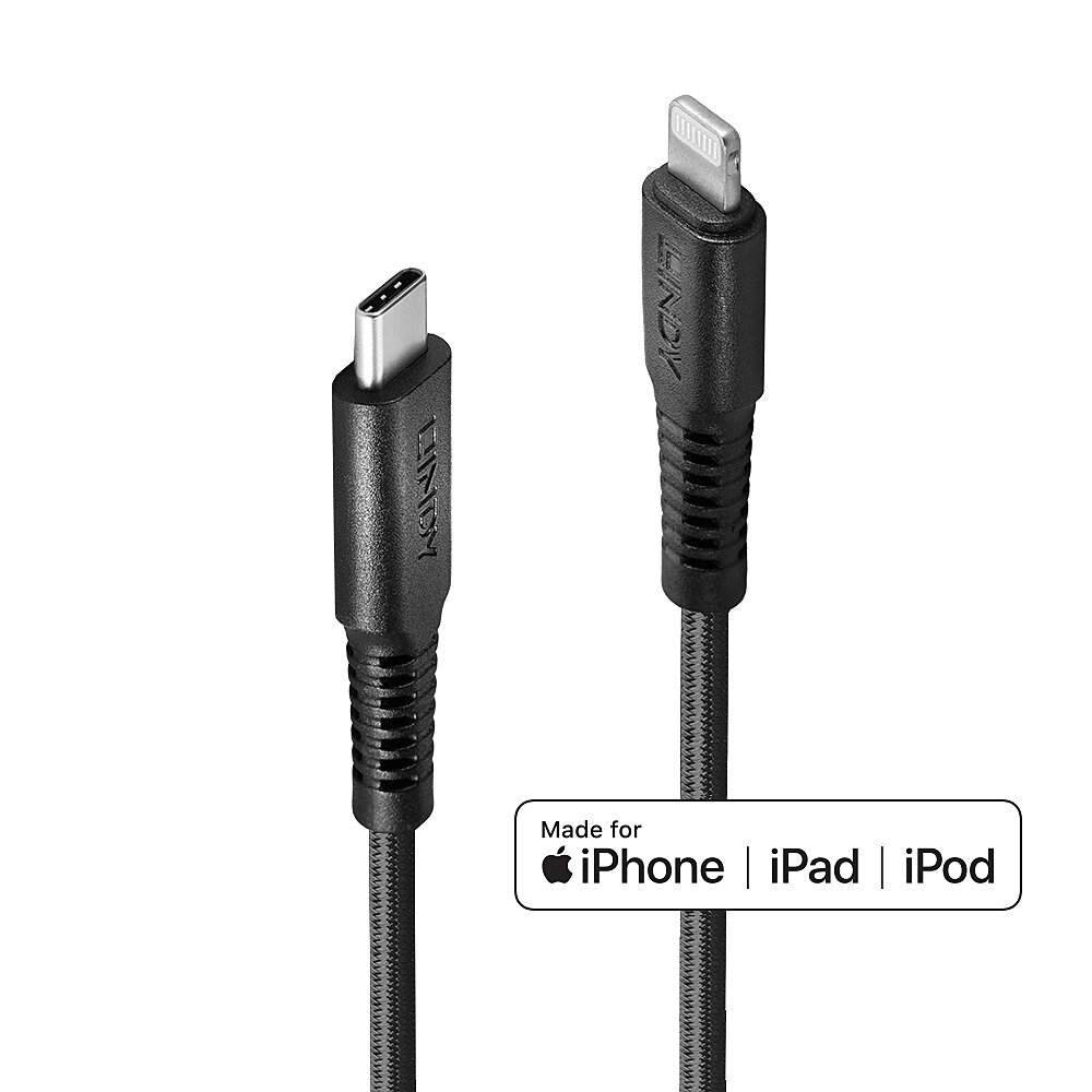 Lindy Modèle : 1m reinforced USB Type C to Lightning charging Cable