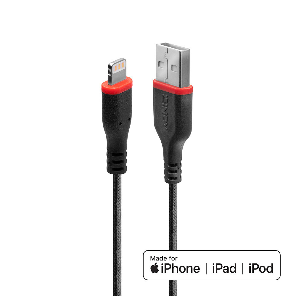 Lindy 1m Reinforced USB Type A to Lightning Charging Cable