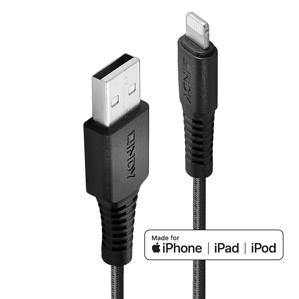 Lindy 2m Reinforced USB Type A to Lightning Charging Cable