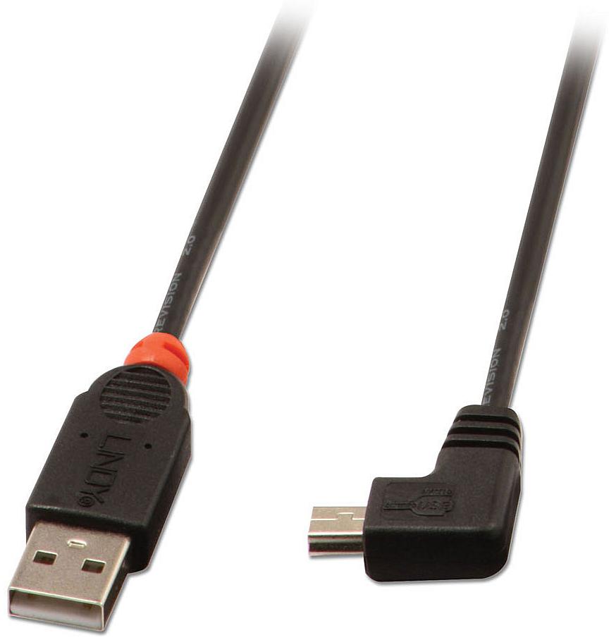 Lindy USB 2.0 Type A/Mini-B 90 0.5m Mini-B plug right angled