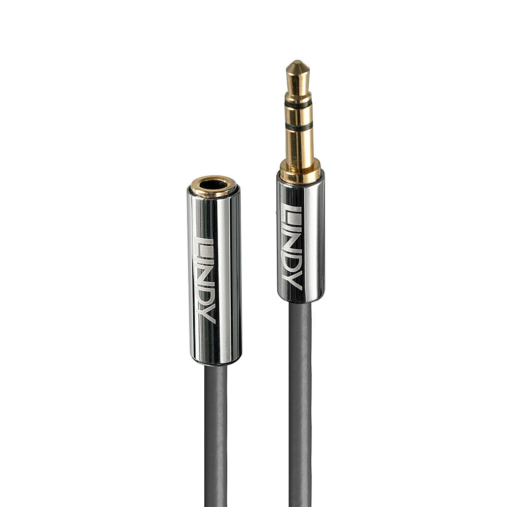 Lindy Cromo Line Audio Cable Stereo 3.5mm-3.5mm M-F 5m anthrazit extension