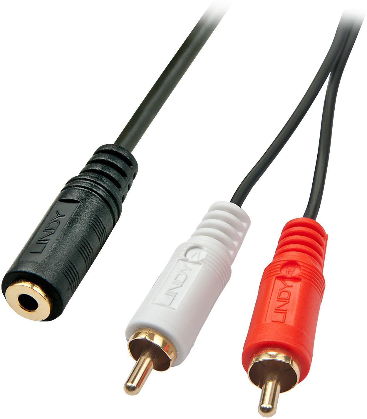 Lindy Audiocable Stereo 3.5mm female / 2x RCA male 25cm gold plated