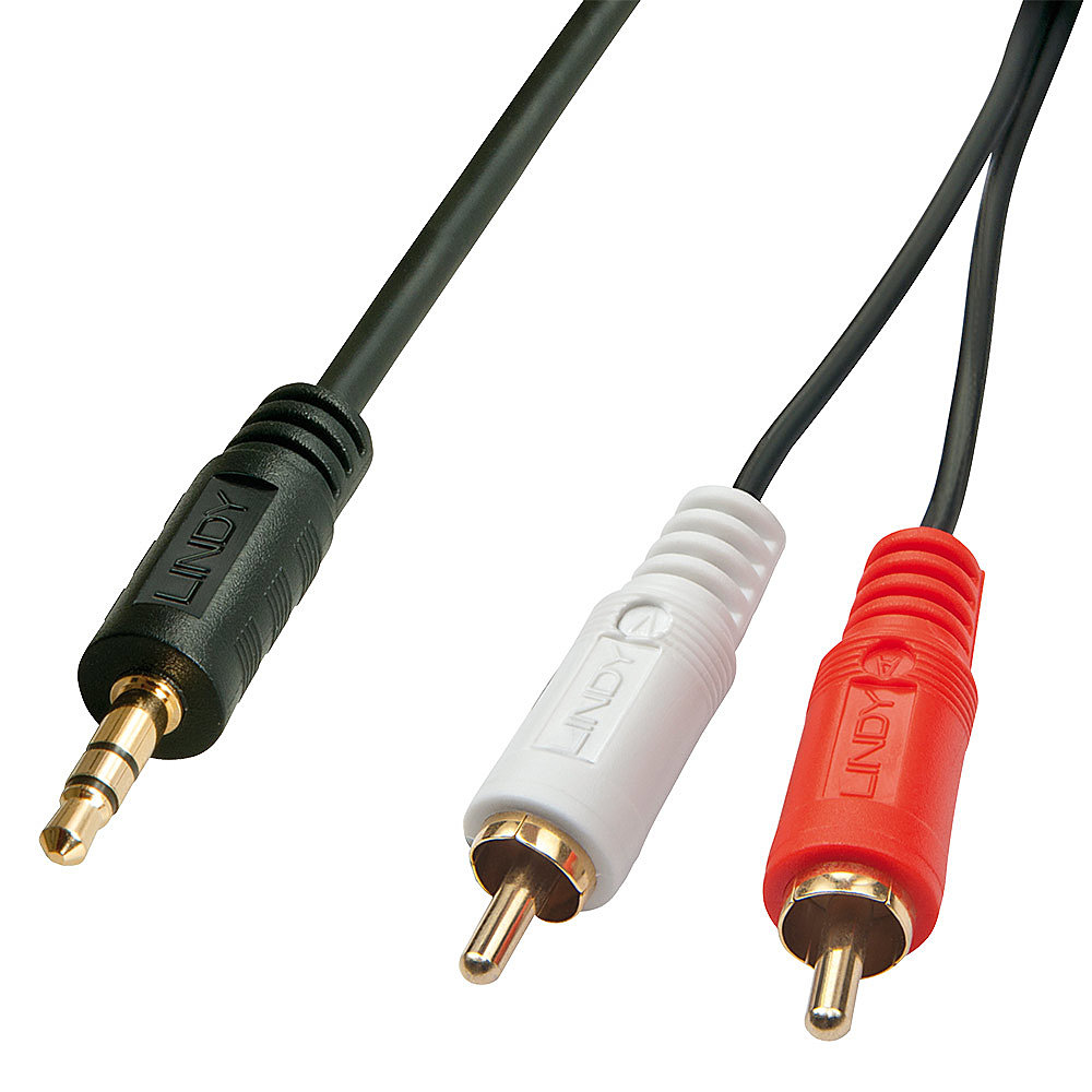 Lindy Premium Audio Adaptercable 2m 2x Phono/RCA to 3.5mm Stereo Jack
