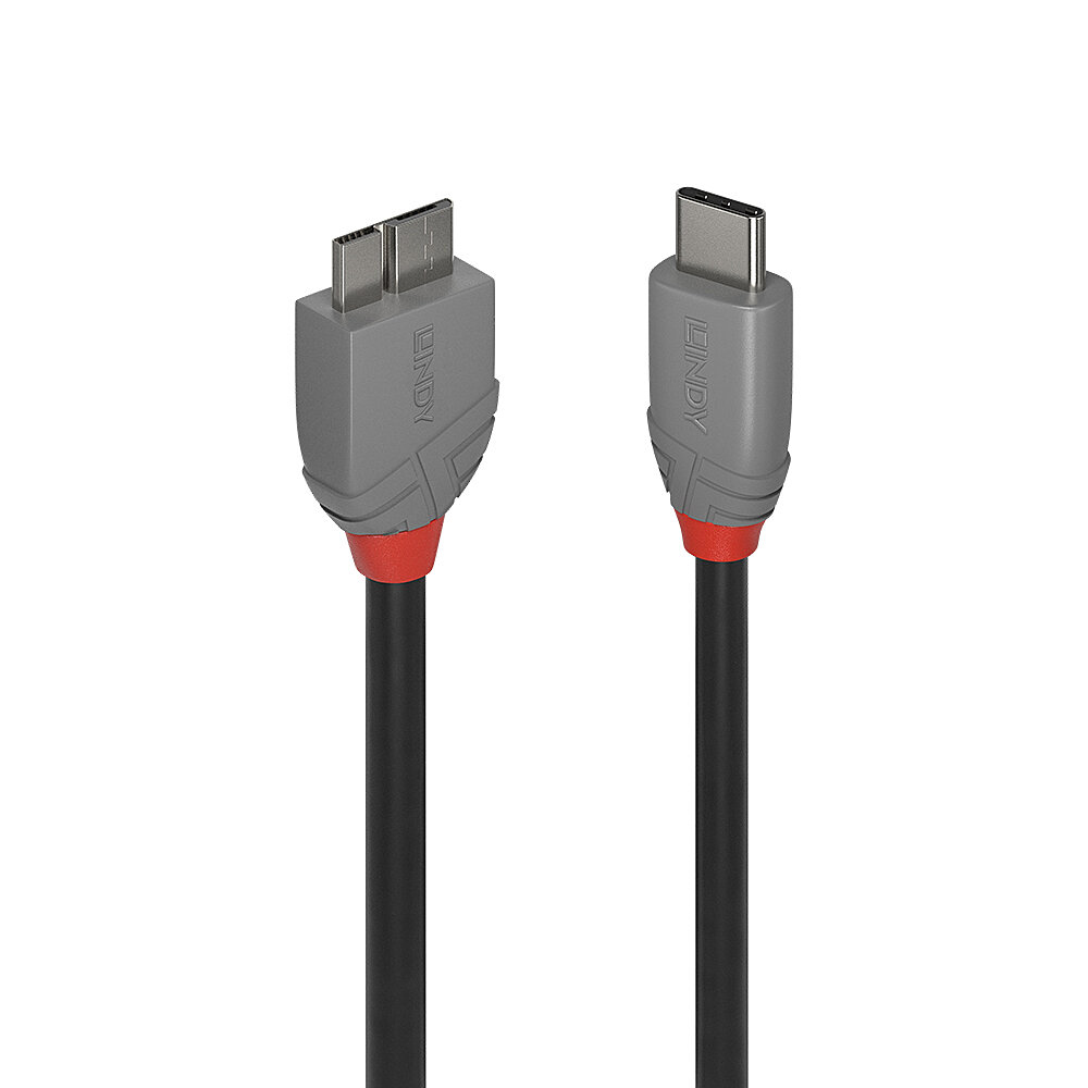 Lindy 1m USB 3.2 Type C to Micro-B Cable Anthra Line