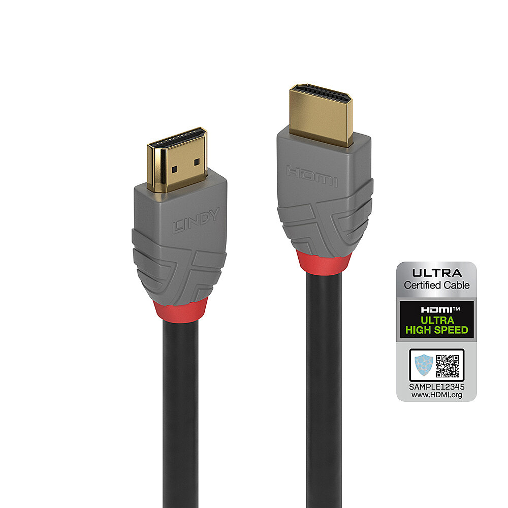 Lindy Câble HDMI 2.1 Anthra Line 3m M/M (Gris/Rouge)