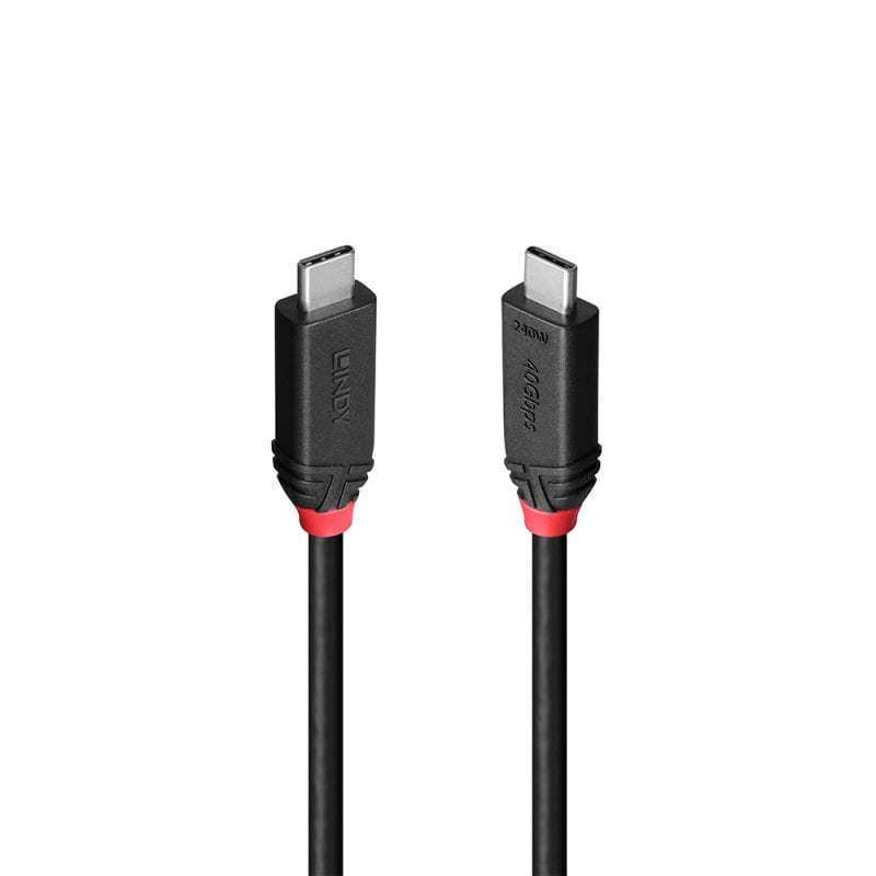 Lindy LINDY 0.5m USB4 240W Typ C Kabel, Black Line
