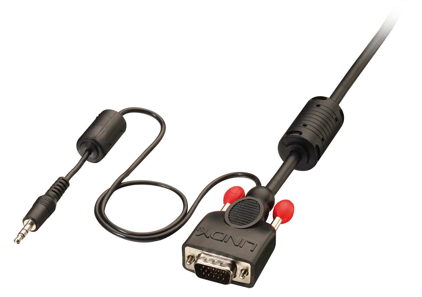 Lindy VGA and Audio Cable M/M Black 10m 15 Way M/M and 3.5mm Stereo M/M DDC