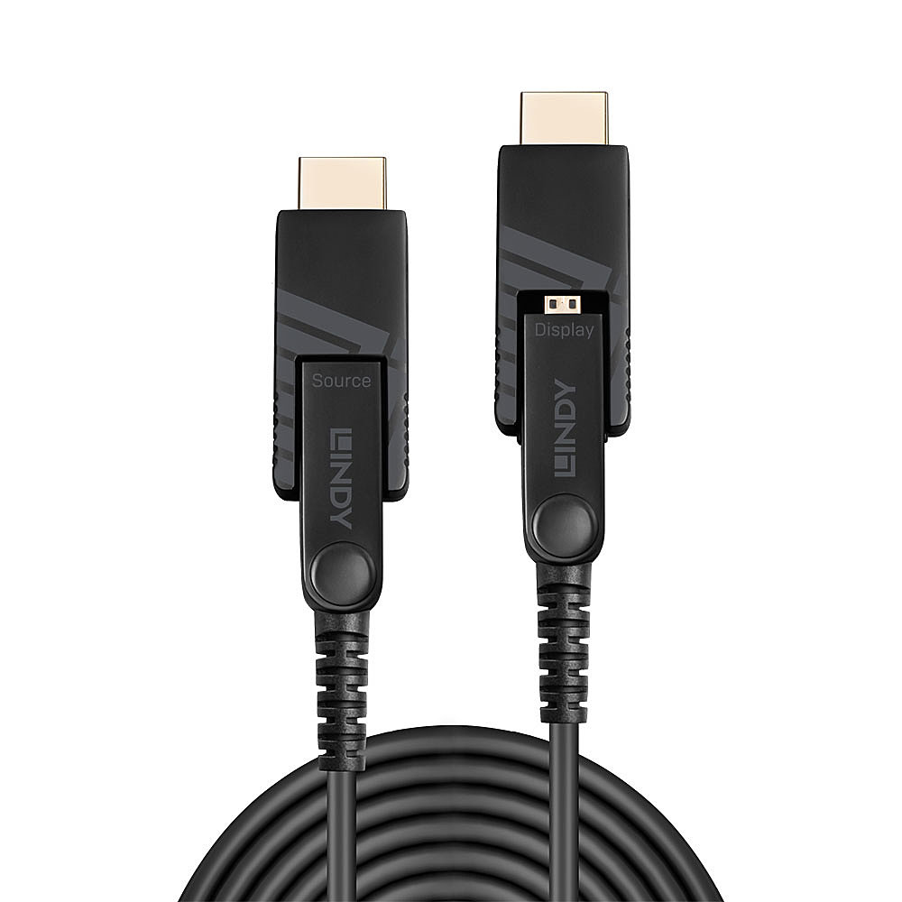 Lindy 30m Fibre Optic Hybrid Micro-HDMI 18G Cable with Detachable HDMI & DVI Connectors