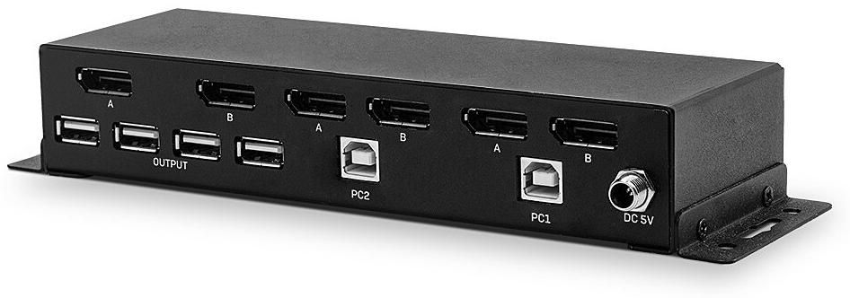 Lindy 2 Port Dual Head DisplayPort 1.2 KVM Switch 4x USB2.0 2x DP 1.2 Output