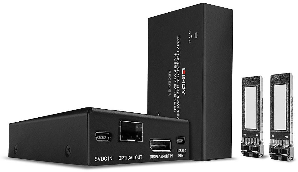 Lindy 300m Fibre Optic DisplayPort 1.2 & USB KVM Extender