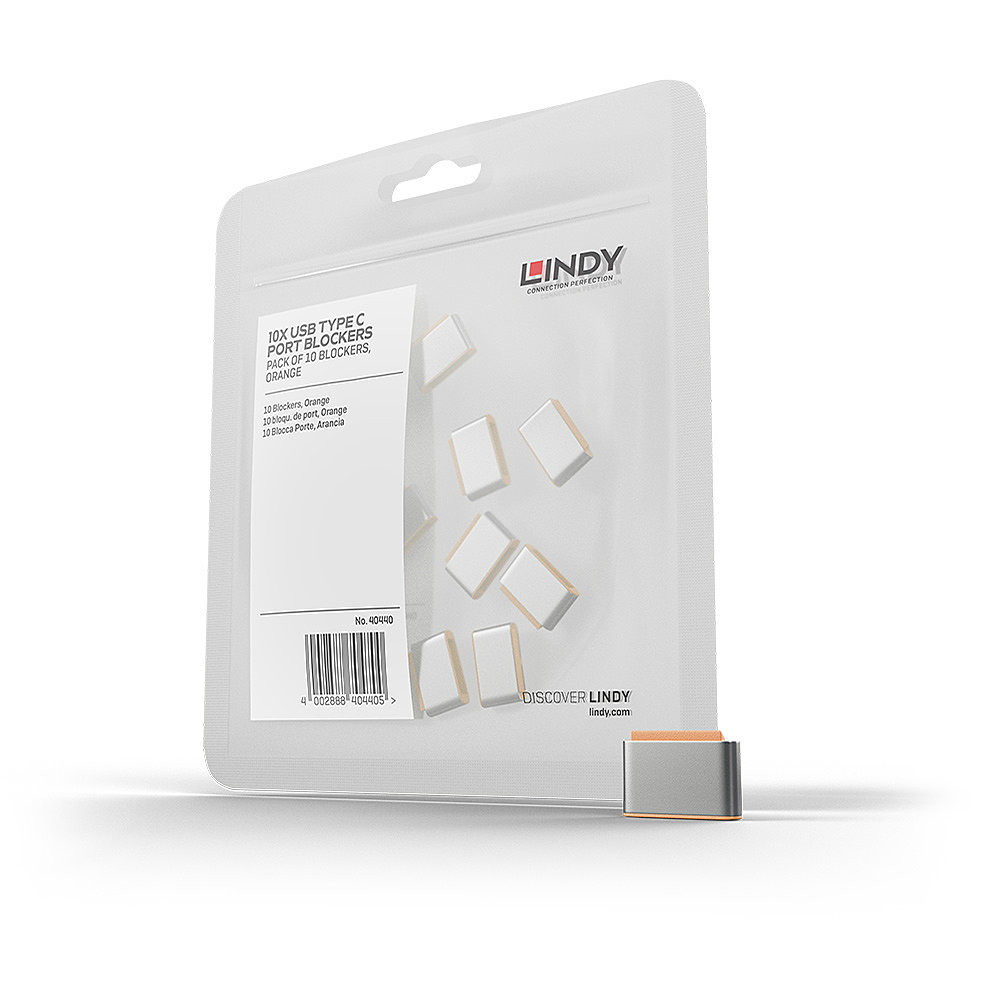 Lindy USB Type C Port Blockers Pack of 10 Orange