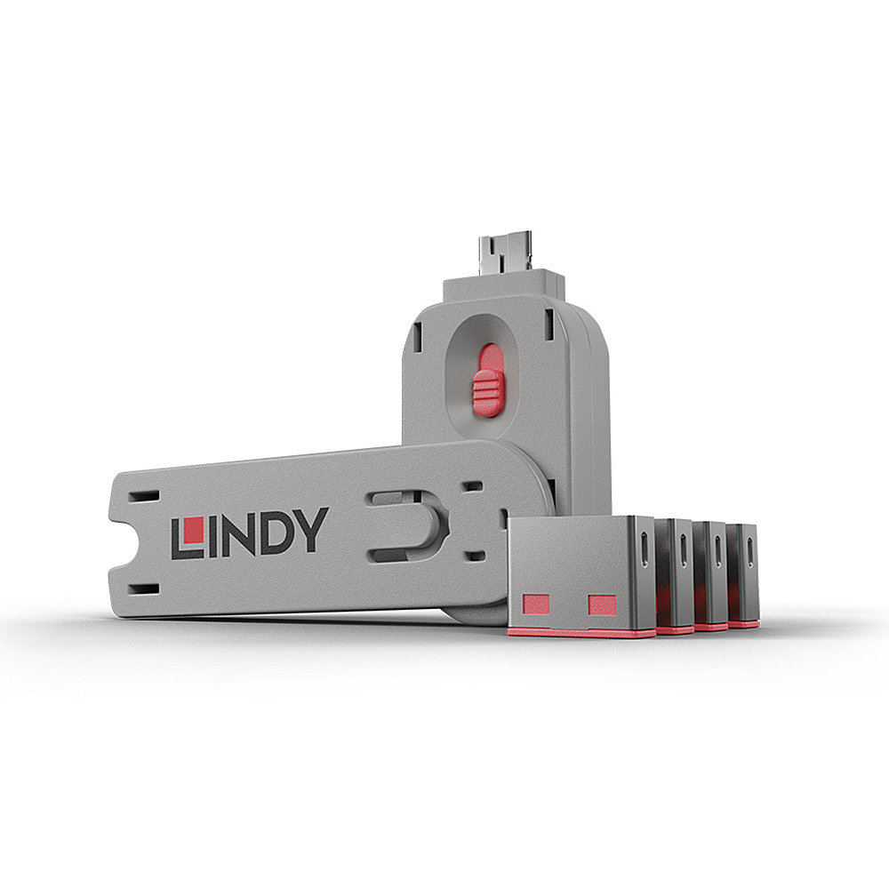 Lindy Clé USB et 4 bloqueurs de ports USB Rose