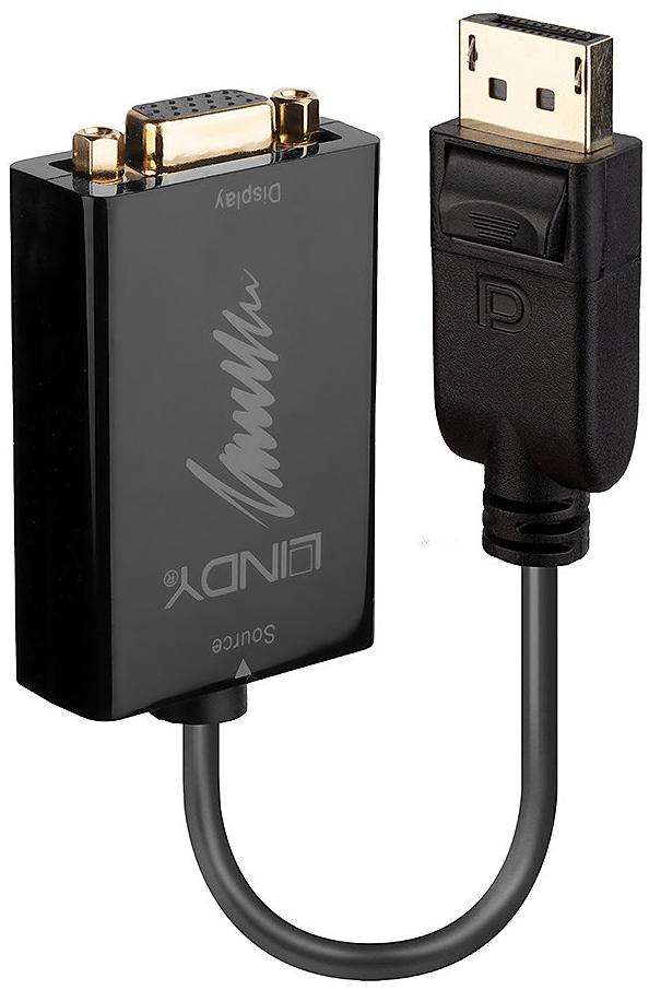Lindy Convertisseur DisplayPort mâle vers VGA femelle (D-sub DE-15) 15cm (Noir)