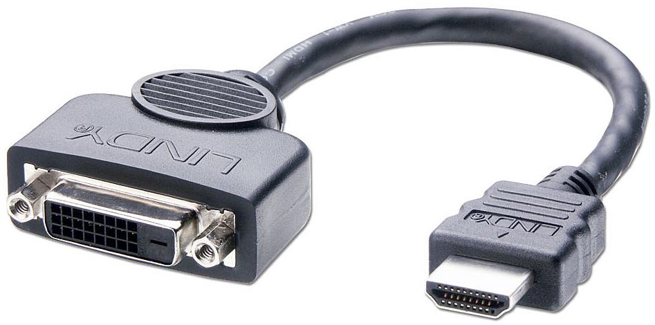 Lindy Câble adaptateur HDMI vers DVI-I M/F 20cm (Noir)