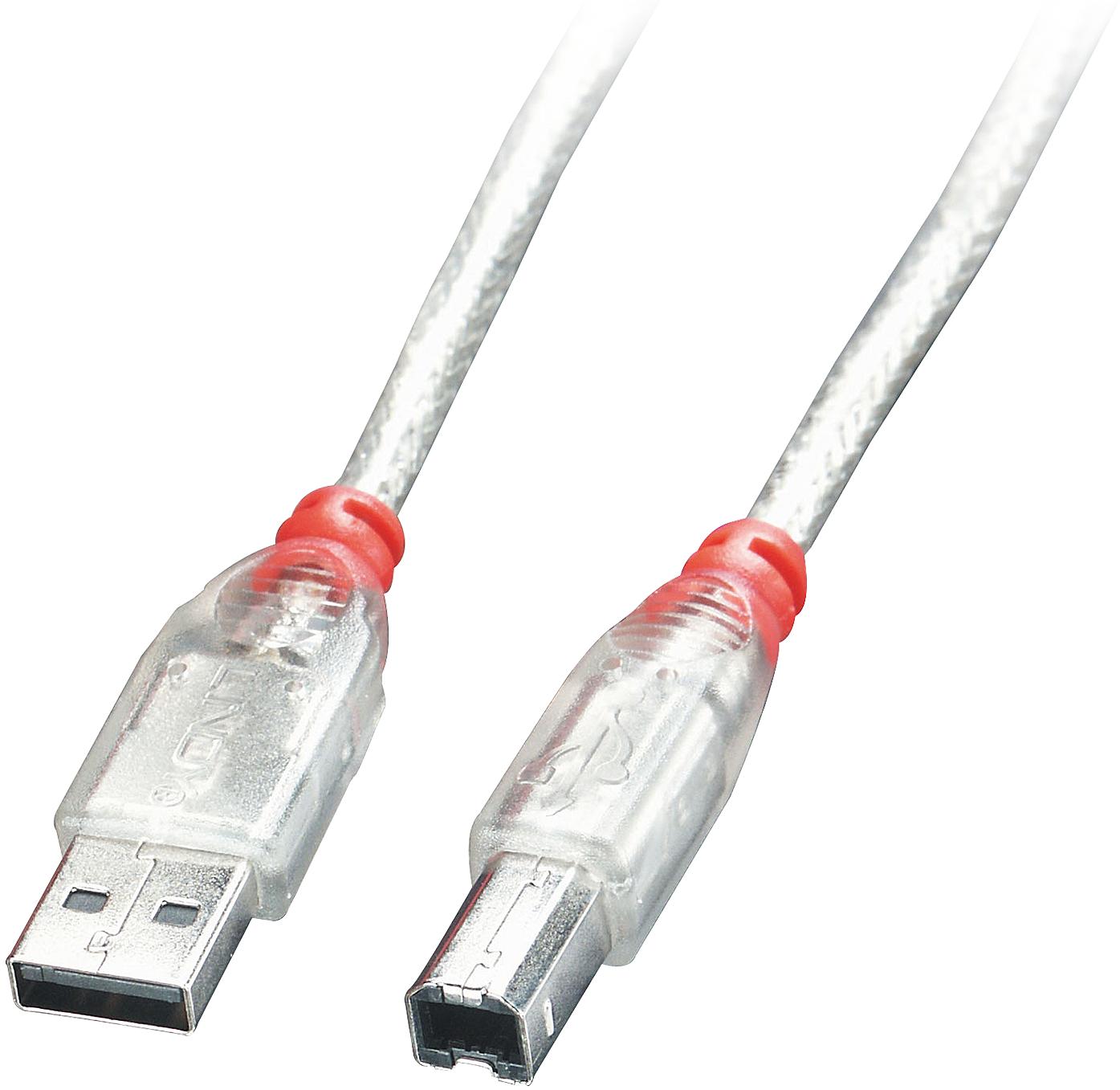 Lindy USB 2.0 Cable Type A/B Transparent 0.2m
