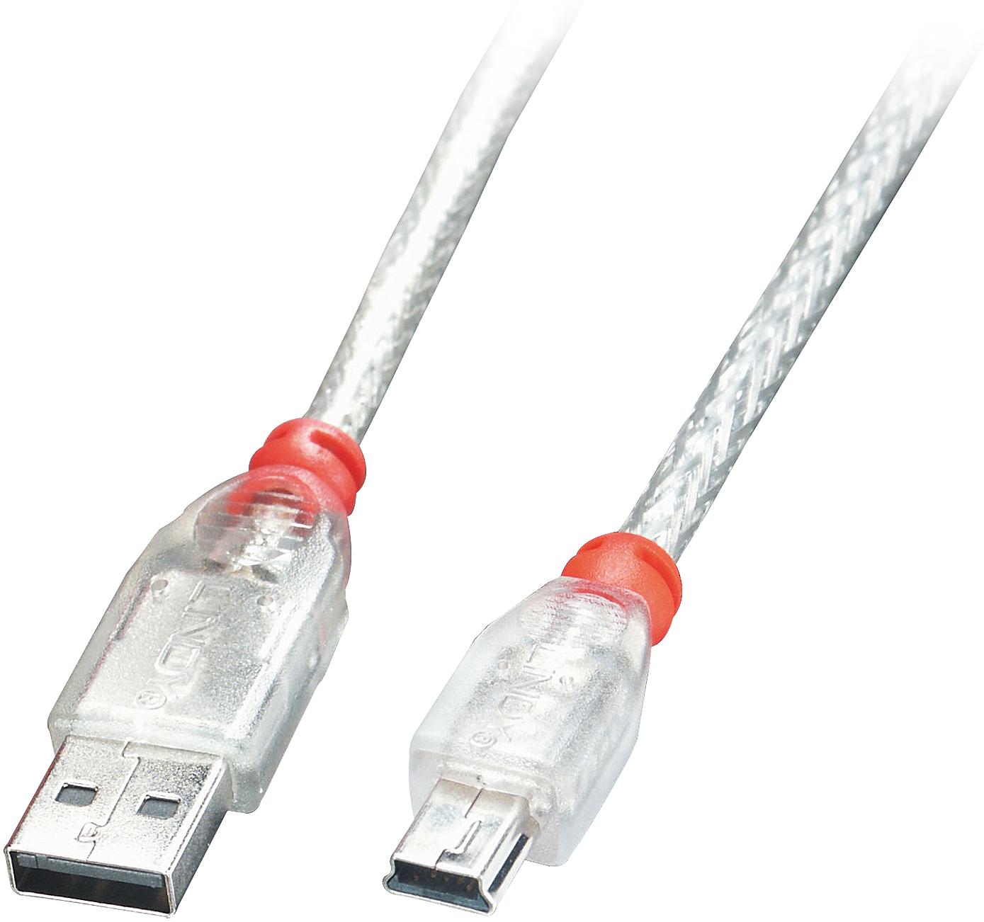 Lindy Cable USB 2.0 A/Mini-B 2m High Speed Transparent