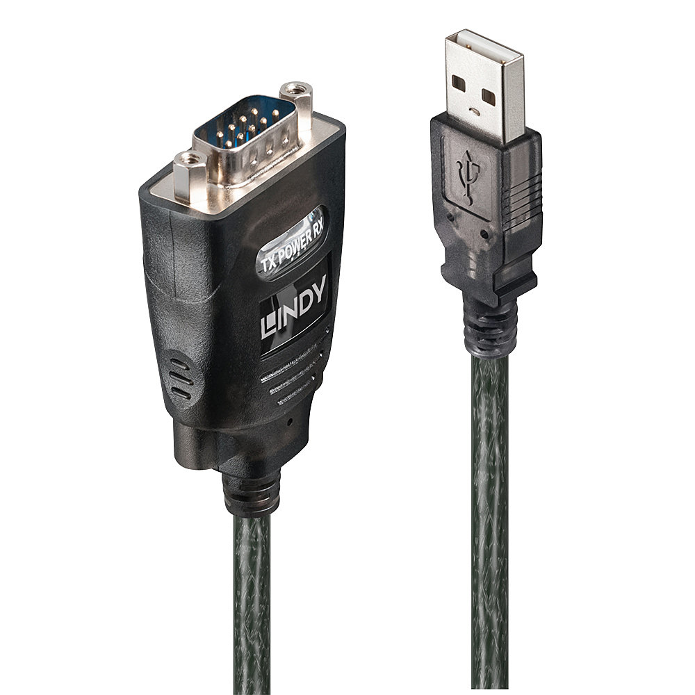 Lindy USB RS232 Converter w/ COM Port Retention RS-232 Port Transfer Rate up to 230kBit/s Chipset: FTDI