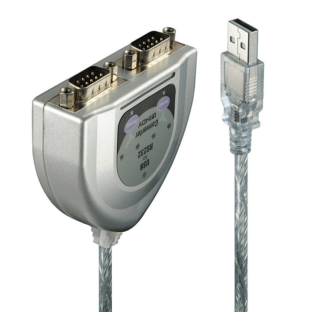 Lindy USB RS232 Converter 2 Port Simultaneously connect two RS-232 serial devices to your USB ready PC or Mac FTDI-Chip