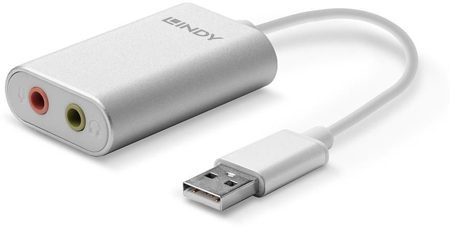 Lindy Adapter, USB-A Stecker -> 2x Klinkenbuchse