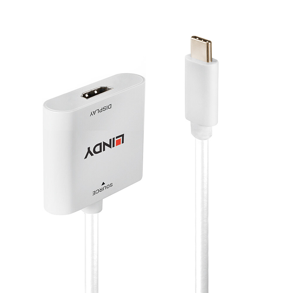 Lindy Câble Adaptateur USB type C vers HDMI 15cm (Blanc)
