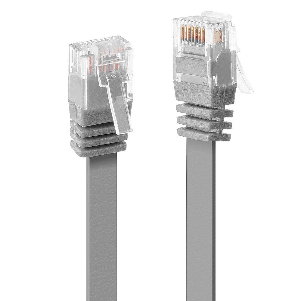 Lindy Flat Patch Cable Grey 2m Without Shielding