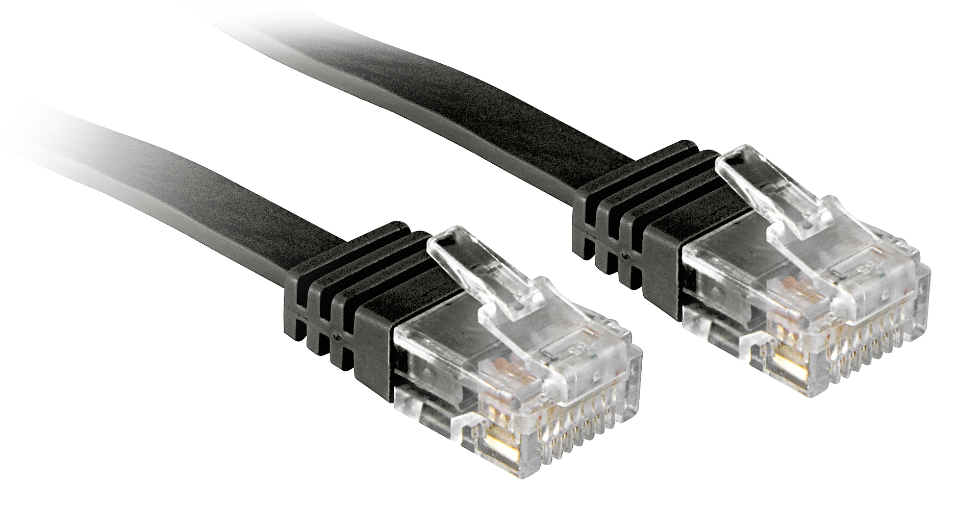 Lindy Cat.6 Flat Ribbon Patch Cable Black 2m Without Shielding