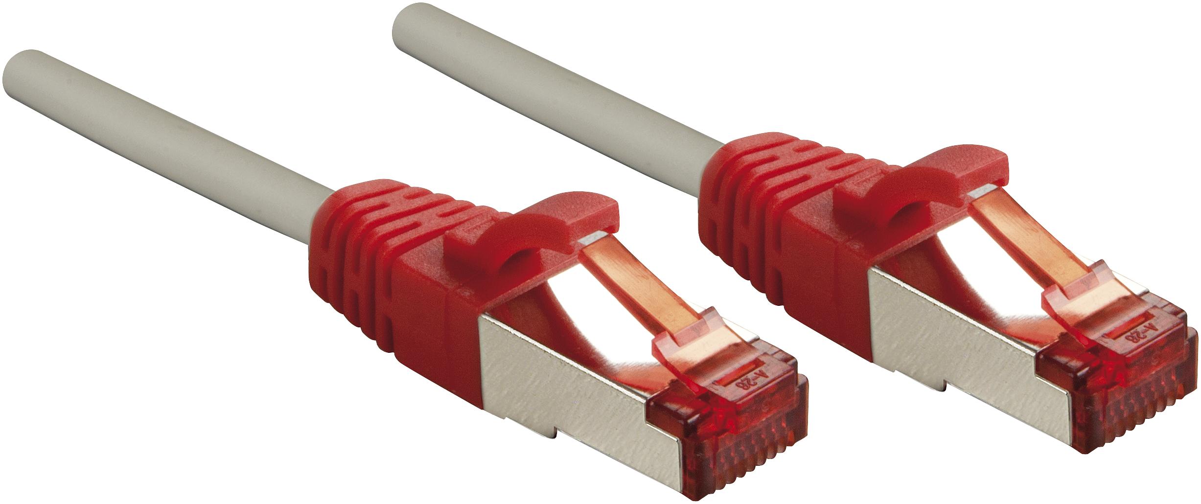 Lindy CrossOver Cat.6 S/FTP 0.5m Gigabit ready Grey with Red boot