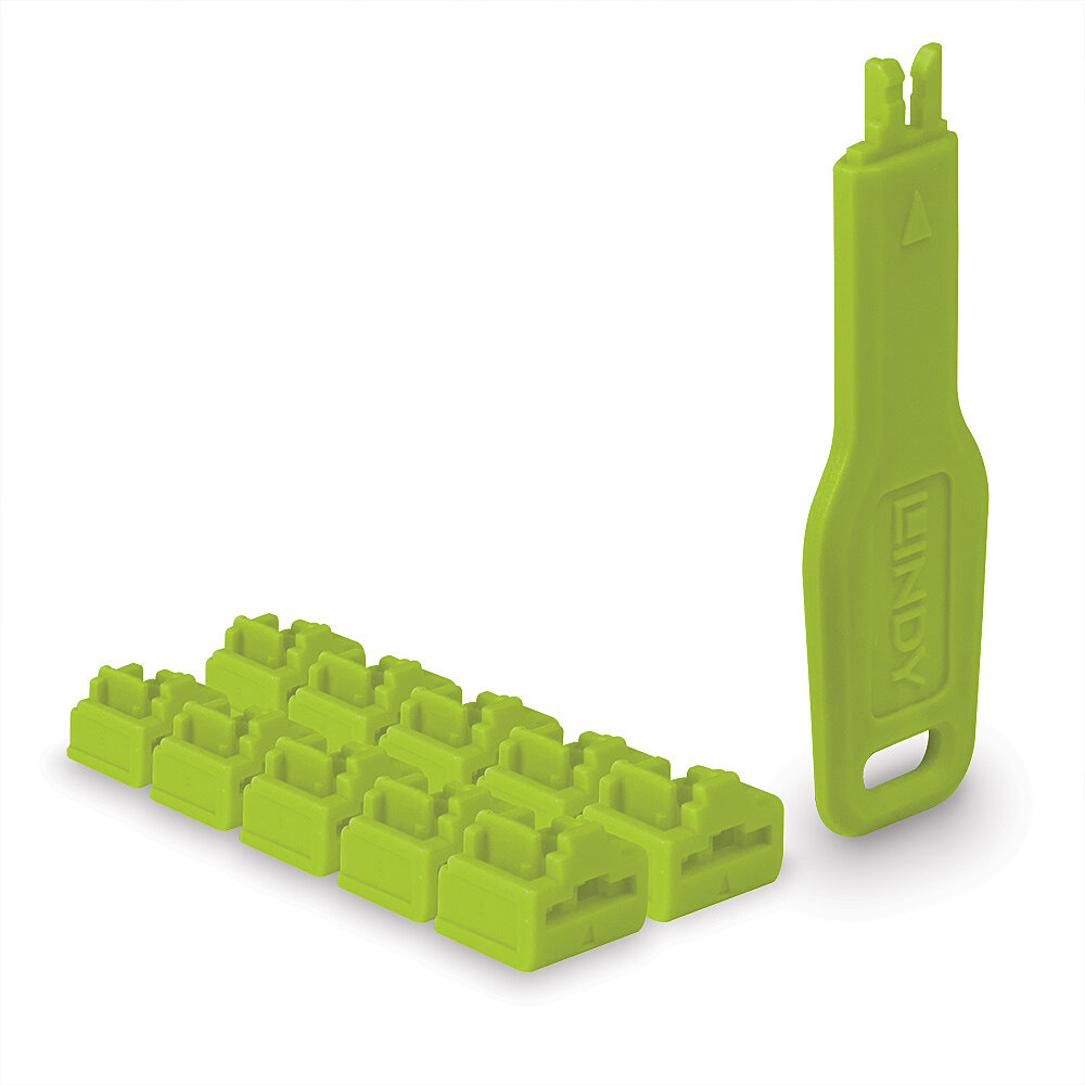 Lindy LINDY RJ45 Port Schlösser grün, 10 Stck + 1 Schlüssel