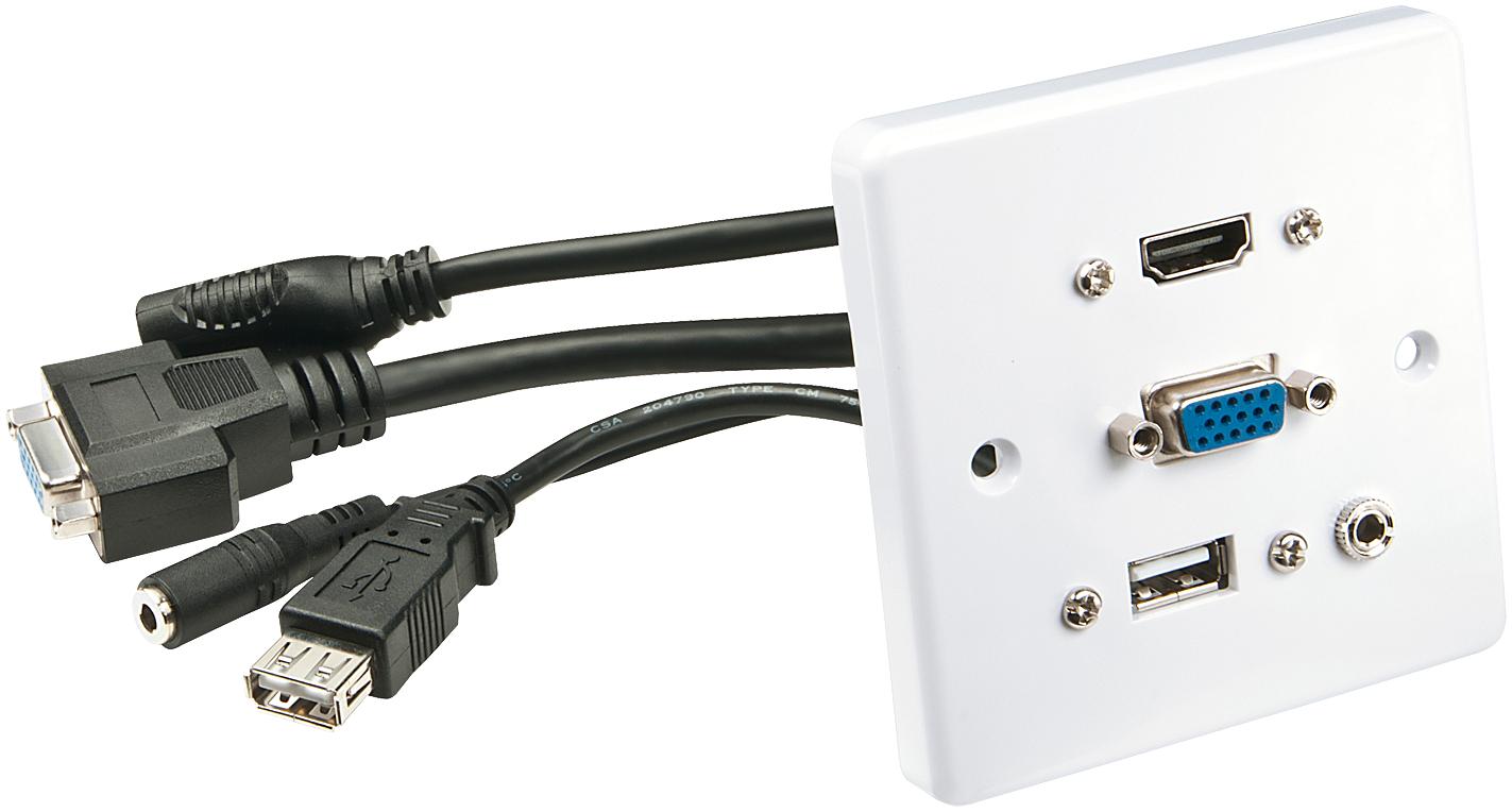 Lindy Prise murale VGA/HDMI/USB/Jack 3.5 mm