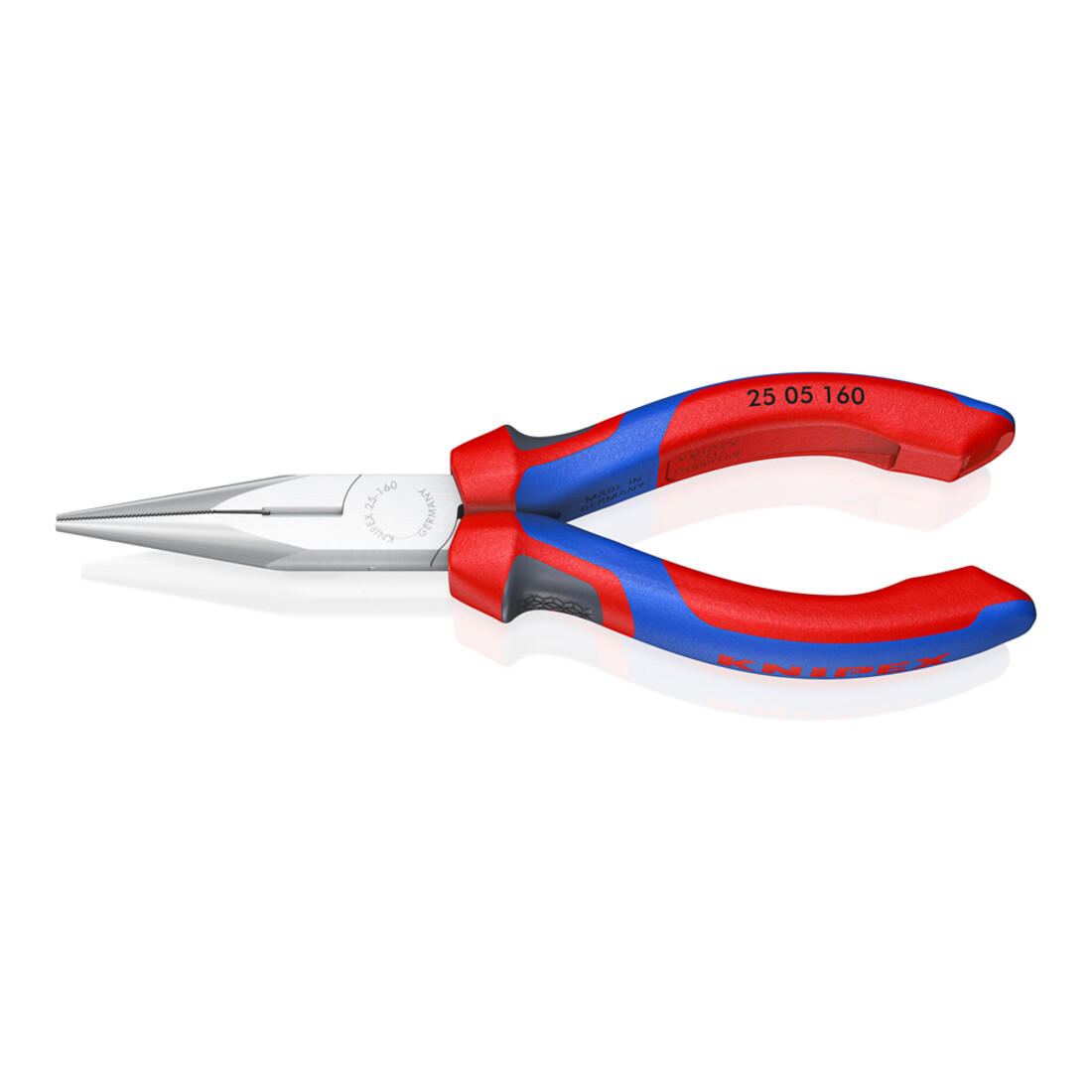 Knipex KNIPEX Pince à becs demi-ronds, droite, chromée, avec gaine 160 mm