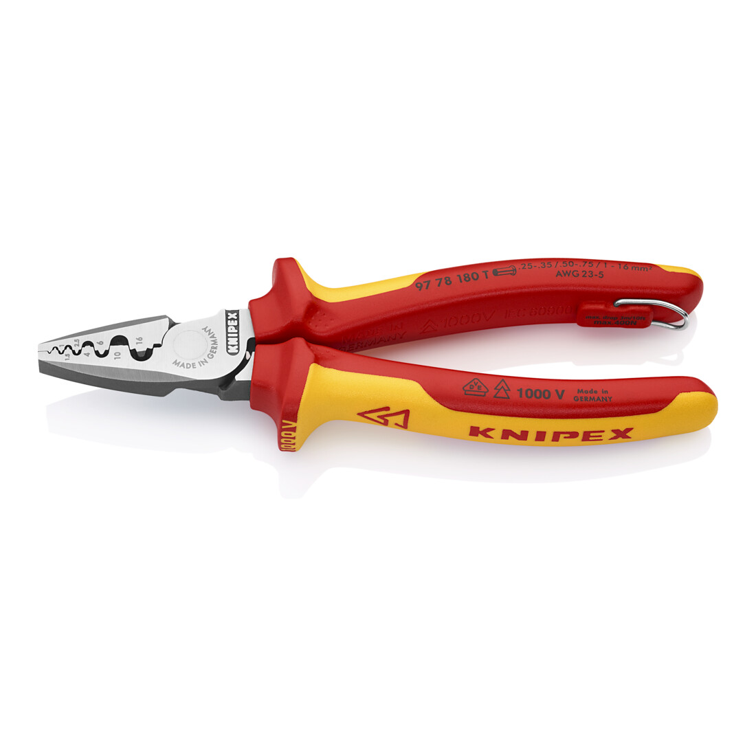 Knipex Pinces à sertir pour cosses, Avec sertissage à ergot