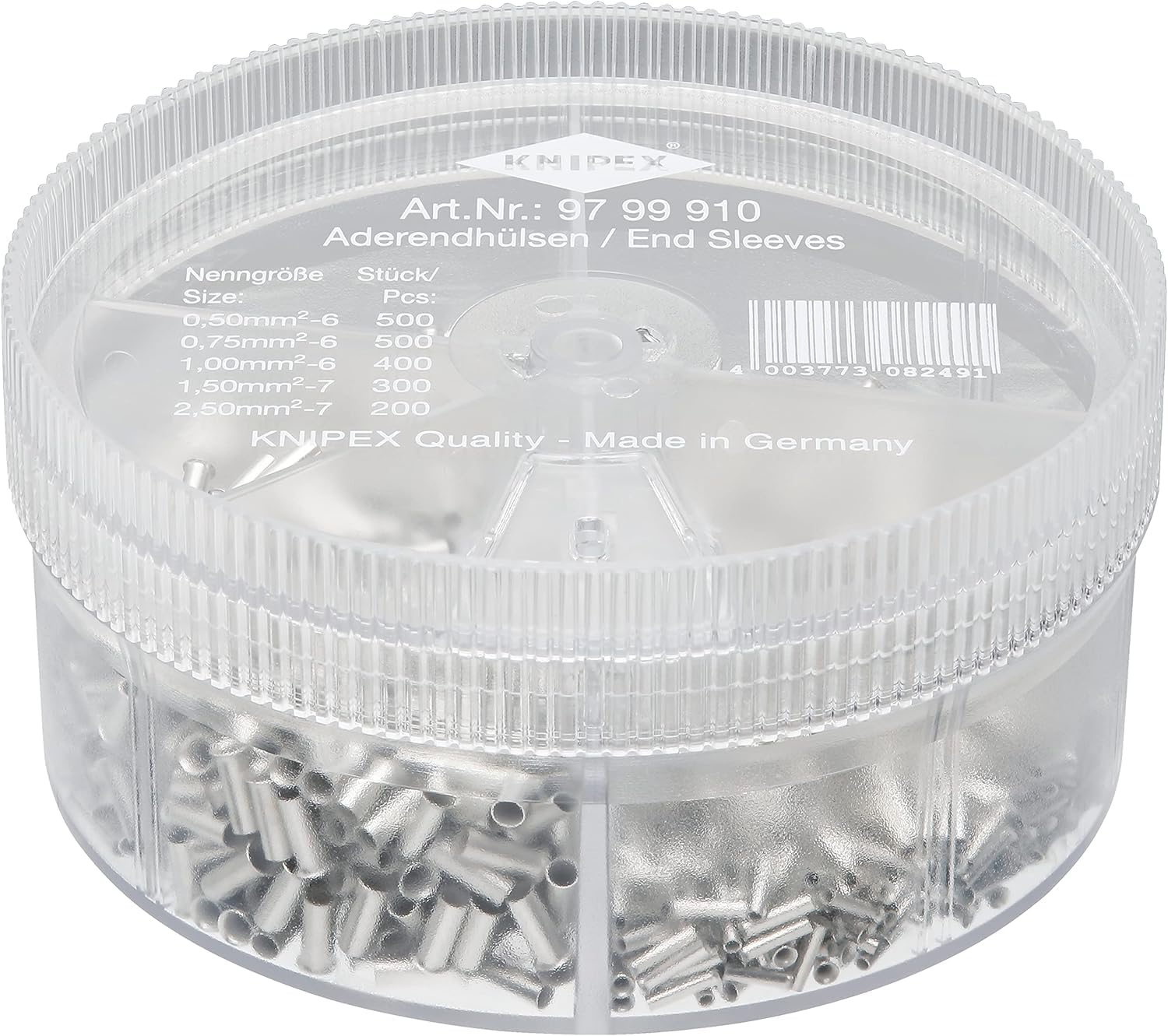 Knipex Sortimentsbox 97 99 910 avec unisolierten Aderendhülsen (transparent