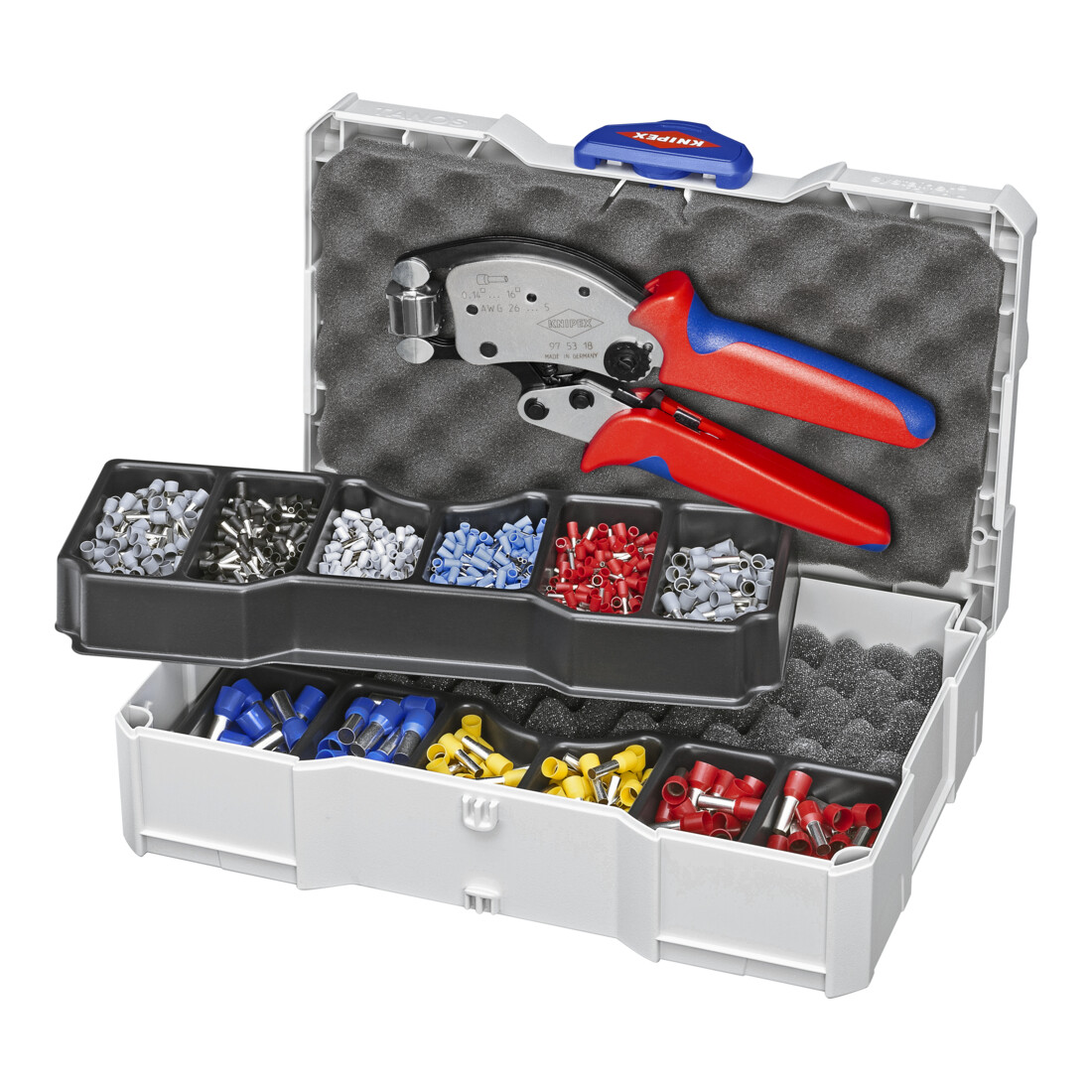 Knipex Assortiments de sertissage, Pour les embouts de câbles avec colliers en plastique
