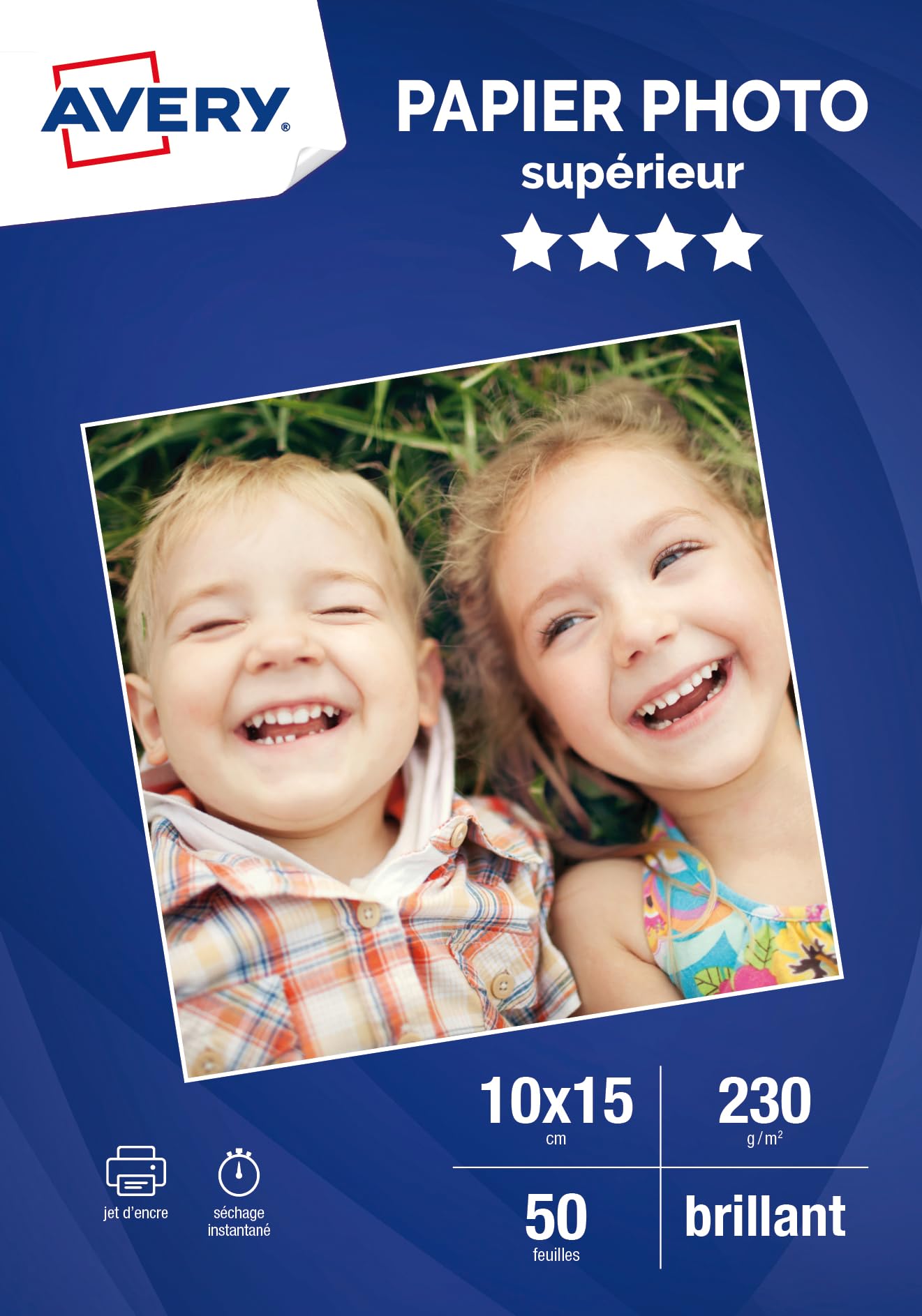 Avery papier photo 50 photos brillantes 10x15 230g m