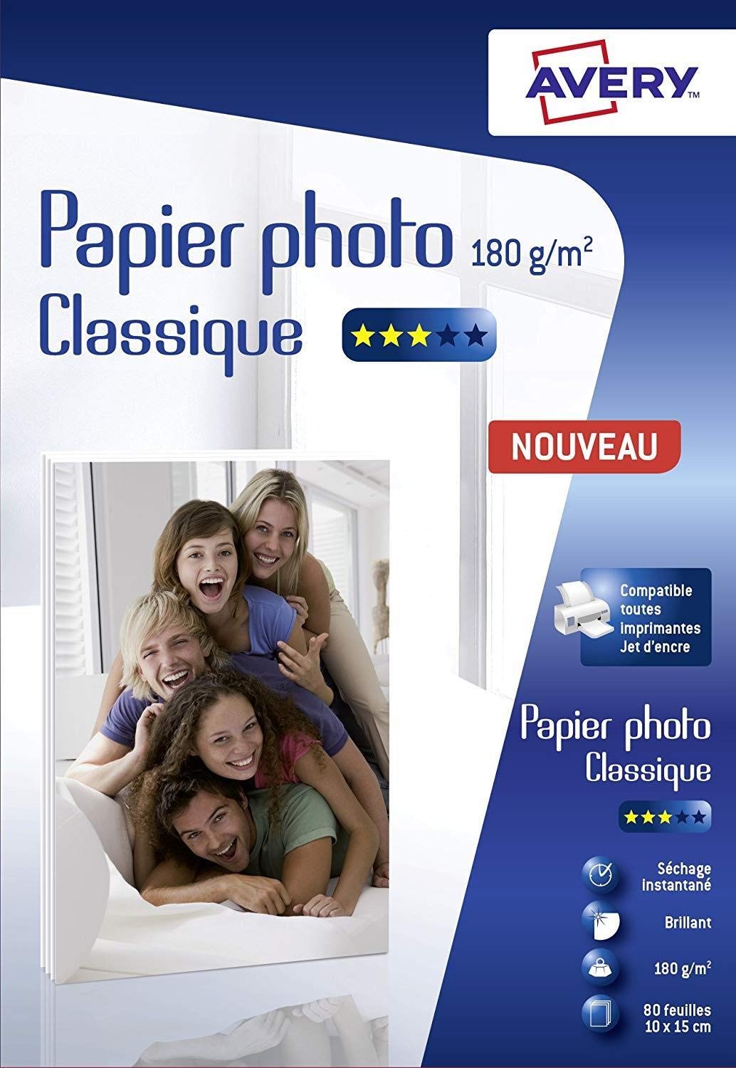 Avery papier photo 80 photos brillantes 10x15 180g