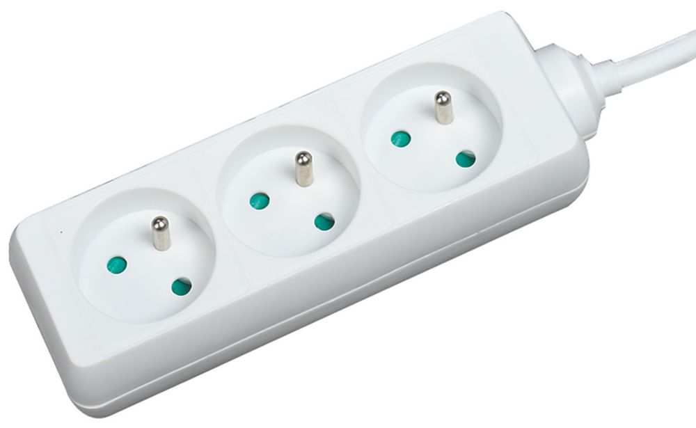 Essentials Rallonge blanche de 1m sans commutateur 16A 3 modules