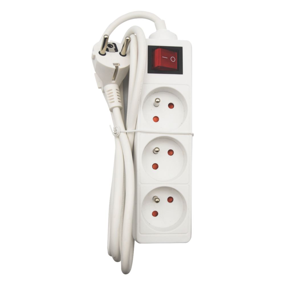Essentials Rallonge blanche de 1,4m avec commutateur 16A 3 modules