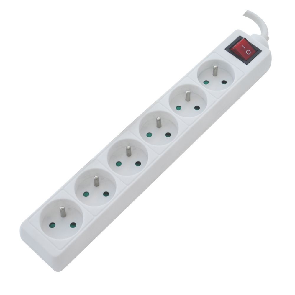 Essentials Rallonge blanche de 1,4m avec commutateur 16A 6 modules
