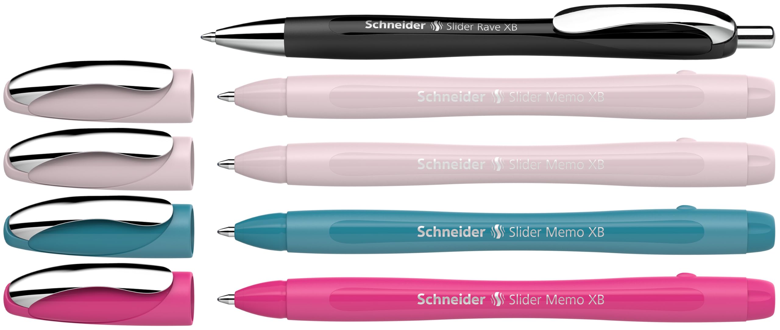 Schneider Kugelschreiber Memo + 1x Rave sortiert Etui 4x