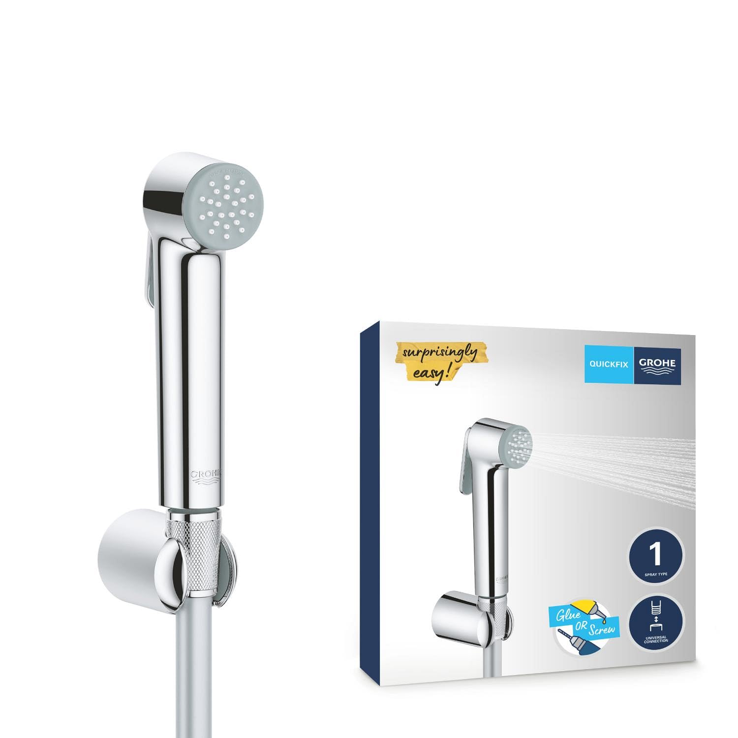 Grohe Ensemble de douche 1 jet avec support mural Vitalio Trigger Spray 30 Chromé 26175001
