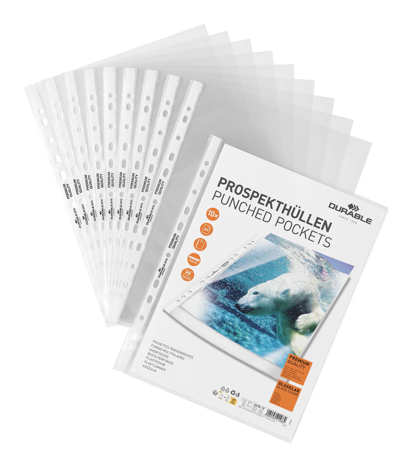 Durable DURABLE Prospekthüllen A4 glasklar Beutel 10 Stück