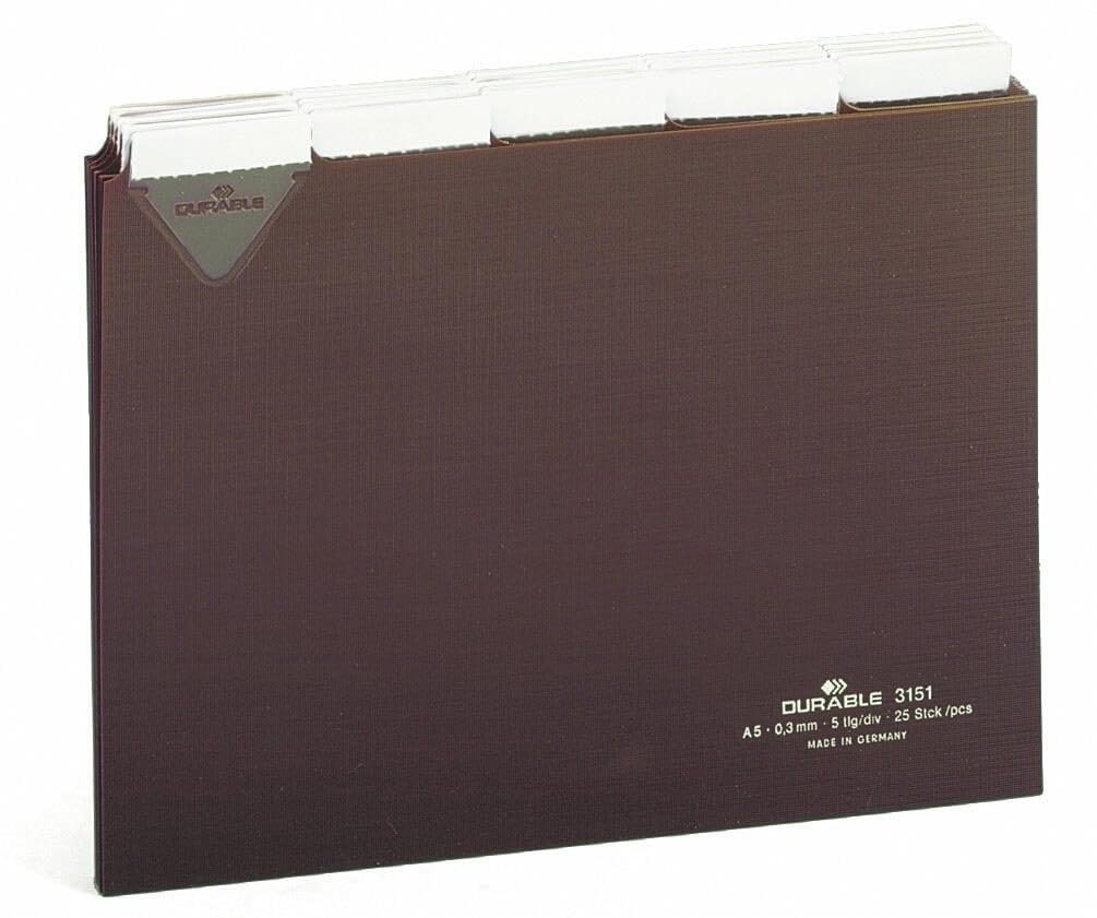 Durable DURABLE Leitkarten A5quer m beschriftb.Taben 5/5Teilg braun