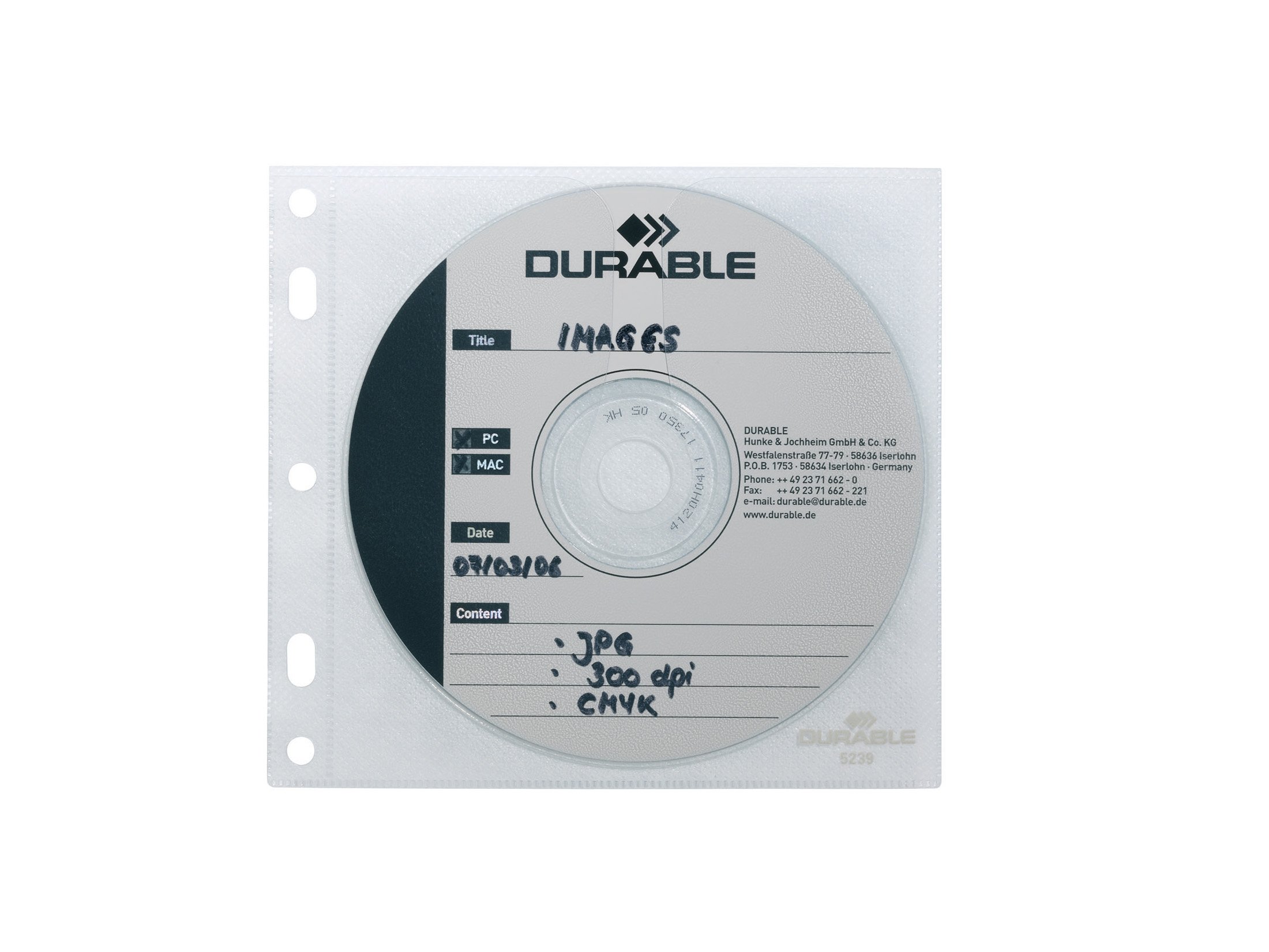 Durable DURABLE CD/DVD COVER FILE für 1 oder 2 CD/DVD 10er Beutel