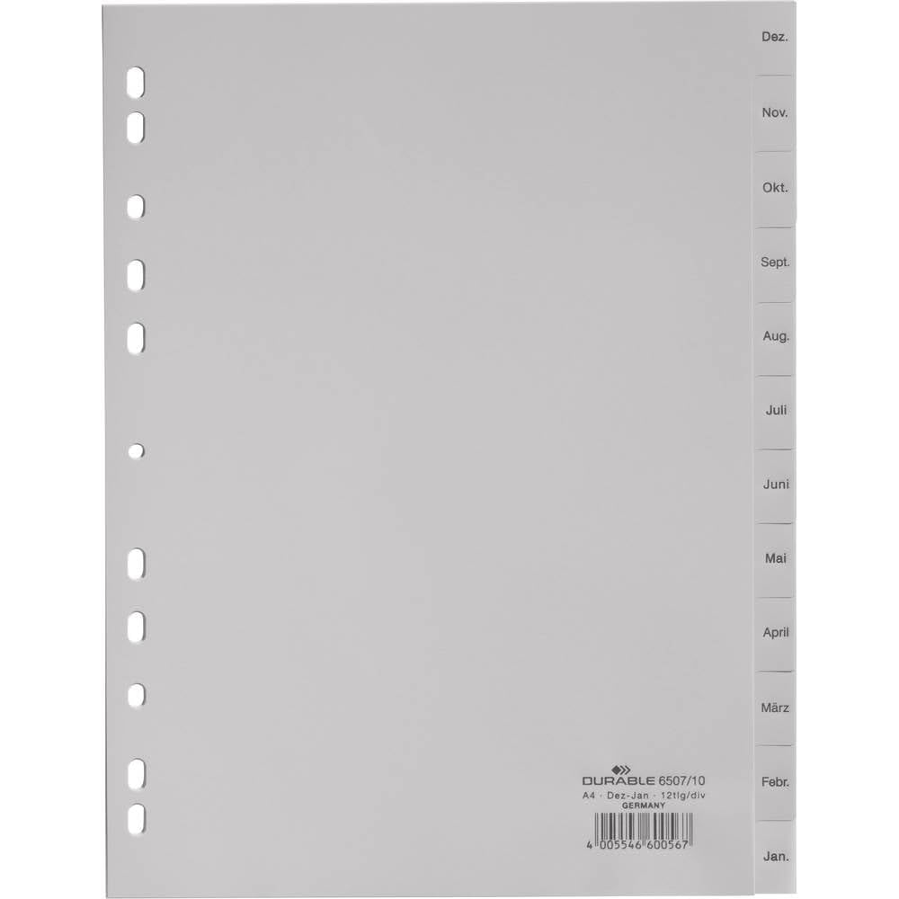 Durable DURABLE Monatsregister Dez-Jan 12-teilig grau