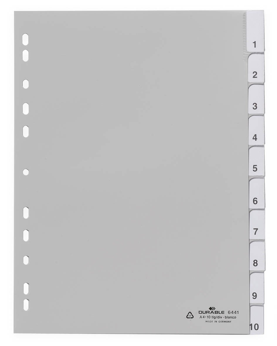 Durable DURABLE Blanko-Register PP blanko Taben 10-teilig grau