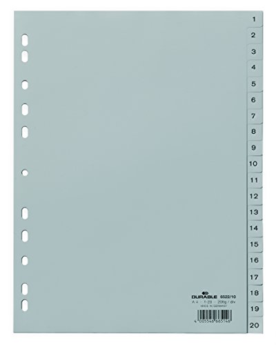 Durable DURABLE Zahlenregister A4 1-20 PP volldeckend grau